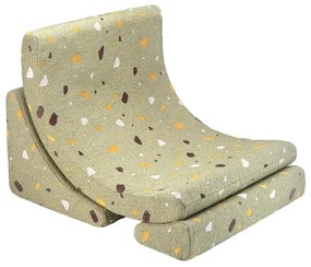 Fotoliu de copii verde cu tapițerie din țesătură bouclé/cu tapițerie din chenille Terrazzo Moon – Wigiwama