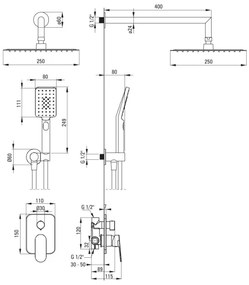 Deante NAC_09LP - Set de duș ALPINIA cu baterie incastrată, crom lucios