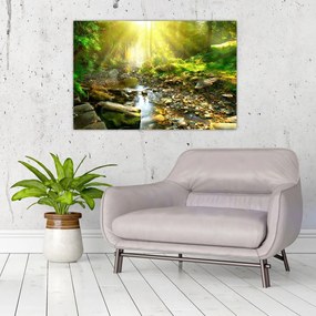 Tablou cu râul în pădurea verde (90x60 cm)