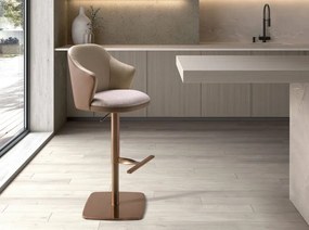 Scaun de bar pivotant cu inaltime reglabila Stool crem/ maro