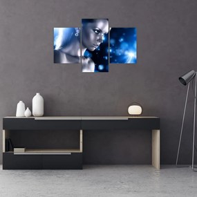 Tablou - Femeia, sclipici albastru (90x60 cm)