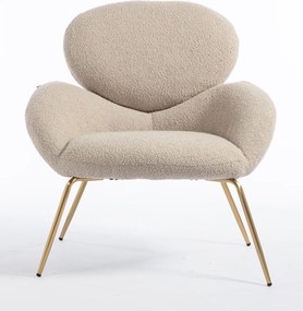 HR2045 Scaun Latte Boucle cu Bază Aurie