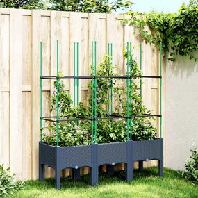 vidaXL Jardinieră de grădină cu spalier, albastru gri, 120x40x142,5 cm, PP