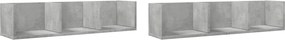 vidaXL Dulapuri perete, 2 buc., gri beton 75x18x16,5 cm lemn prelucrat
