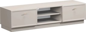Comodă TV cu sertare Lorini 150 cm - cașmir / mânere aurii T-bar