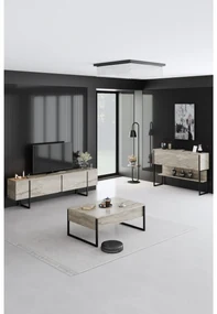 Set mobilier living Luna 1 (travertin + negru). 1102331