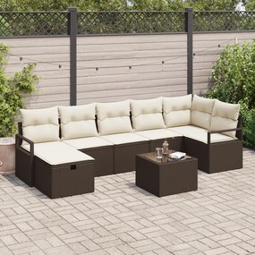 vidaXL Set de canapele pentru grădină cu pernă 8 pcs maro și crem
