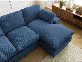 Colțar albastru cu tapițerie din catifea reiată Belair – Bobochic Paris