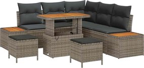 vidaXL Set de canapele pentru grădină cu pernă 8 pcs Gri Rattan poli