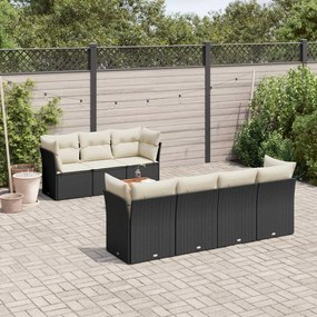 3255832 vidaXL Set mobilier de grădină cu perne, 8 piese, negru, poliratan