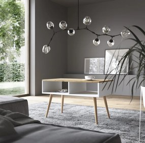 Măsuță de cafea, 90x50 cm, Sana, ADRK Furniture (Culoare: Alb / Stejar artizanal)