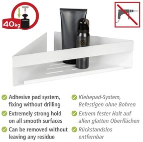 Raft pentru baie alb mat autoadeziv, pentru colț cu Turbo-Loc din oțel inoxidabil Genova – Wenko