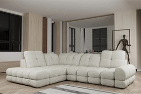 Coltar extensibil 3m TOLLO L, sezlong stanga, stofa catifelata gri - R