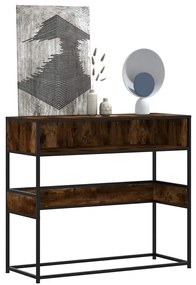vidaXL Măsuță consolă, stejar fumuriu, 90x35x80 cm, lemn prelucrat