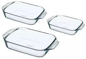 Set de vase de copt din sticlă Pyrex 3 buc, 1,4 l+ 3 l + 4 l