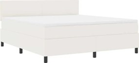 vidaXL Pat cu arc LED Crema și Alb 180 x 200 cm Țesătură din corduroy