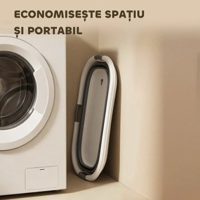 PawHut Cadă de baie pentru câini, cadă pliabilă portabilă cu orificiu de scurgere, pentru câini mici și pui, gri | Aosom Romania