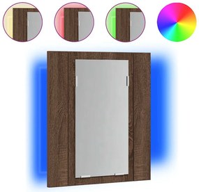 vidaXL Dulap cu oglindă de baie LED, stejar maro, 40x12x45 cm, lemn