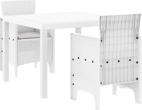 vidaXL Set de masă pentru grădină 3 pcs Alb Polipropilenă