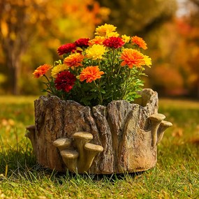 Suport din beton - ciot cu ciuperci, 26 x 24 x 14cm, 26 cm