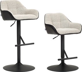 HOMCOM Set 2 Scaune de Bar cu Spătar, Tetiară și Brațe și Bază Antiderapantă, 52,5x53x86,5-108 cm, Gri Deschis | Aosom Romania