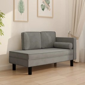 340703 vidaXL Șezlong cu perne și suport, gri deschis, catifea