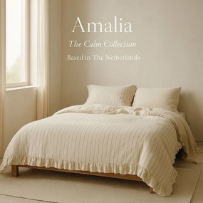 Lenjerie de pat bej din bumbac ranforcé pentru pat dublu, extinsă 240x220 cm Amalia Striped – Mila Home Luxury