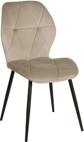 Scaun KEN, bej inchis/negru, stofa catifelata/metal, 47x55x87 cm
