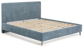 Pat matrimonial albastru tapițat cu somieră 160x200 cm Noira Slim – Bonami Selection