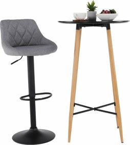 Masă de bar, negru/stejar, diametru 60 cm, IMAM