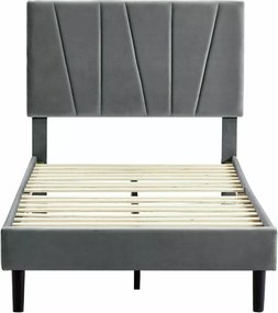 Pat tapițat SAVANA VELVET 90x200 cm gri