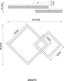 Globo 48047D - Plafonieră LED ZARA LED/24W/230V 3000K 46,5x62,5 cm