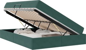 vidaXL Pat cu saltea și spațiu de depozitare Verde închis 140 x 190 cm