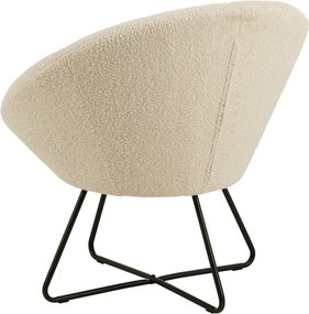 Fotoliu cu tapițerie din lână sintetică Actona Center, alb - crem