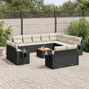 3224831 vidaXL Set mobilier de grădină cu perne, 13 piese, negru, poliratan