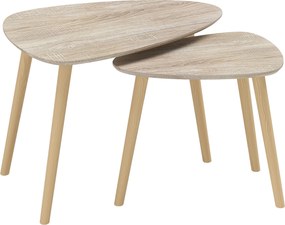 HOMCOM Set 2 măsuțe de living suprapozabile în stil nordic cu picioare din lemn, culoare lemn | Aosom Romania