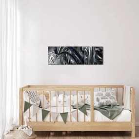 Tabloul cu abstracție gri cu albastru (cu ceas) (90x30 cm)