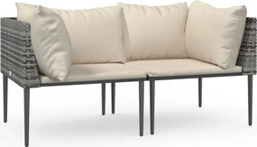 vidaXL Canapele de colț de grădină cu perne, 2 buc., gri, poliratan