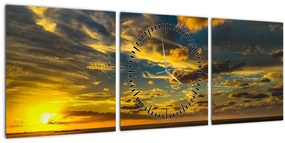 Apus de soare la mare (cu ceas) (90x30 cm)
