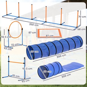 PawHut Set Agility pentru câini, 11 piese, echipament Agility pentru câini cu 2 tuneluri, înălțime reglabilă, cerc de sărit și obstacole, stâlpi slalom | Aosom Romania
