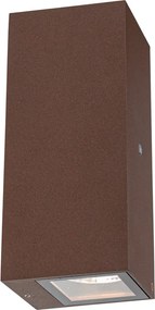 Aplică maro rugină 2 lumini GU10 AR70 IP44 cu senzor lumină-întuneric - Baleno