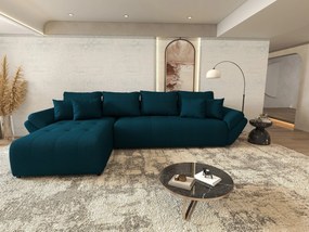 Colțar extensibil dumonde cu ladă de depozitare si sezut confortabil din spuma high-density, Berlin XL Enjoy Petrol 350x185 cm