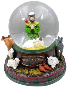 Glob cu zapada muzical cu LED - Scena religioasa NATIVITY, 13x15cm