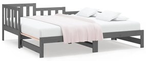 820738 vidaXL Pat de zi extensibil, gri, 2x(80x200) cm, lemn masiv de pin