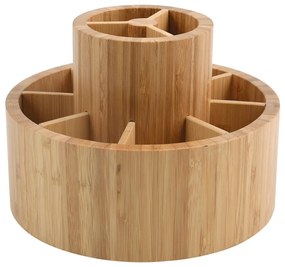 Organizator de baie în culoare naturală pentru cosmetice/rotativ, din bambus Isalys – MSV