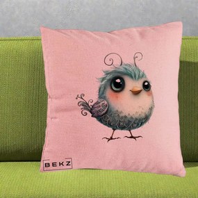 Perna Decorativa Pui Teal cu Aripioare Ornamentale, 40x40 cm, Roz, Husa Detasabila, Perna Inclusa, BEKZ®