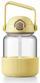 Sticla Buydeem DG78-MY, Pai pop-up, Maner, Sticla rezistenta la caldura pana la 150°C, Etansare tripla, Galben