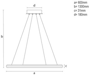 Lustră LED dimmabilă suspendată pe cablu, 55 W, 230 V, 3000–6500 K, Ø 60 cm, cu telecomandă