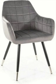 Scaun NUXE, gri/negru, stofa catifelata/metal, 56x42x83 cm