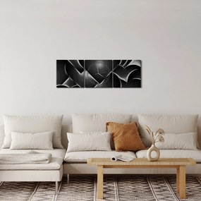 Tablou cu inimile alb - negre (cu ceas) (90x30 cm)